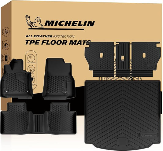 Michelin Premier Series Floor Mats & Backrest Mat & Trunk Liner for 2026 Mazda CX-5 (Not Fit 2017-2025 Model), All-Weather Floor Liner & Trunk Mat, Custom Fit, Durable TPE, Non-Slip