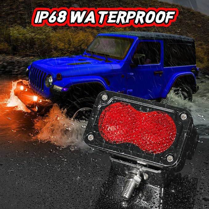 3 Inch LED Pod Lights Red Yellow Off Road Auxiliary Rear Light Fog Driving Cube Light Bar Red Hunting Fishing Emergency Safety Signal Work Lights for Truck UTV Pickup Motorcycle Boat