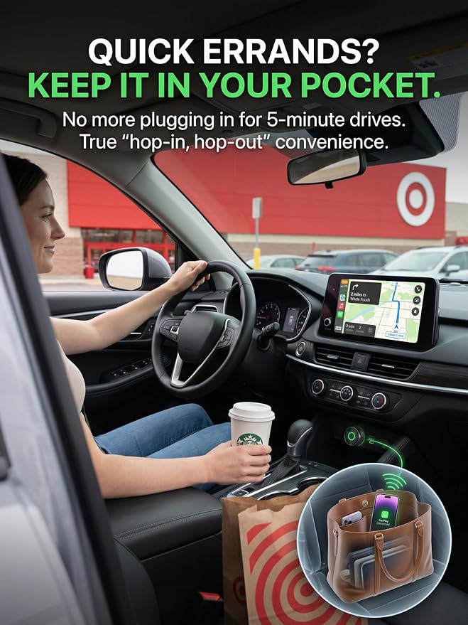 Wireless CarPlay Adapter for iPhone, 5.8GHz Mini Chip for 5s Auto-Connect, Converts Factory Wired to Wireless CarPlay, Single-Device Dedicated Connection, Only for iPhone/Wired Cars