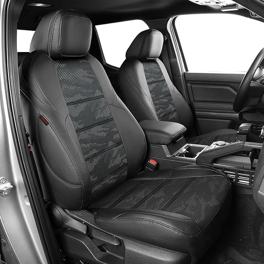 EKR Tacoma Seat Covers Custom Fit for Toyota Tacoma 2016 2017 2018 2019 2020 2021 2022 2023 Double Cab/Crew Cab -Truck Seat Covers for Car Full Set,Faux Leather(Black/Gray Camo A122)