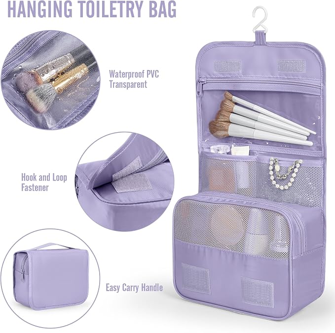 Veken 8 Set Packing Cubes for Travel Essentials,Anti-Wrinkle Buckled Suitcase Organizer for Shoe & Toiletry Bag,Carry On Luggage Bag with 99+ Count Mesh Holes for Airplane & College Dorm Accessories