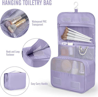 Veken 8 Set Packing Cubes for Travel Essentials,Anti-Wrinkle Buckled Suitcase Organizer for Shoe & Toiletry Bag,Carry On Luggage Bag with 99+ Count Mesh Holes for Airplane & College Dorm Accessories