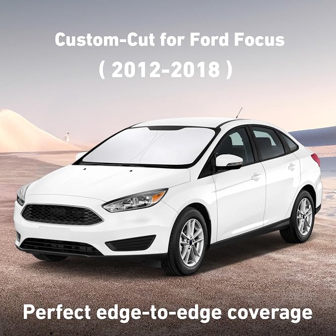 EcoNour Windshield Sunshade Compatible for Ford Focus 2012-2016 2017 2018, Sun Visor for Front Windshield & Window Sun Shade Cover, UV Heat Blocker & Protector, Car Accessories