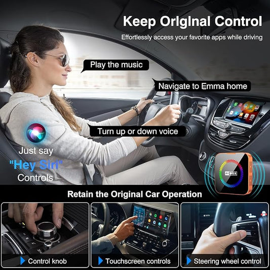 AI Box 3.0 2026 Upgrader Car Streaming Device with Netflix YouTube Prime Video Wireless Apple CarPlay & Android Auto Adapter USB Drive for OEM Wired CarPlay Cars