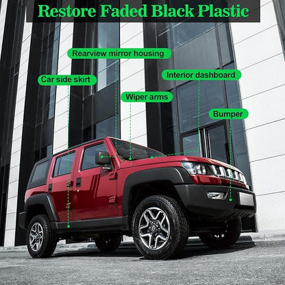 NADAMOO Plastic Restorer for Cars - Back to Black Ceramic Trim Restorer - Automotive DIY Kit for Exterior & Interior Plastic, Bumpers, Vinyl - Instant Black & 6-Month Protection, 50ml with Applicator