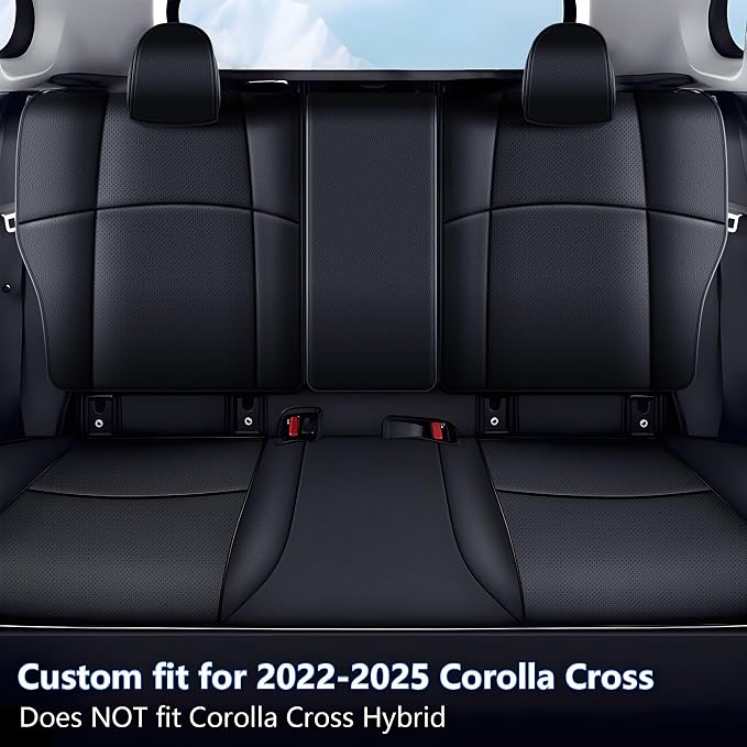 TTX LIGHTING Custom Fit Seat Covers for Toyota Corolla Cross L,LE,XLE 2022-2026 (Not for Hybrid) Faux Leather Corolla Cross Car Seat Covers Full Set Black