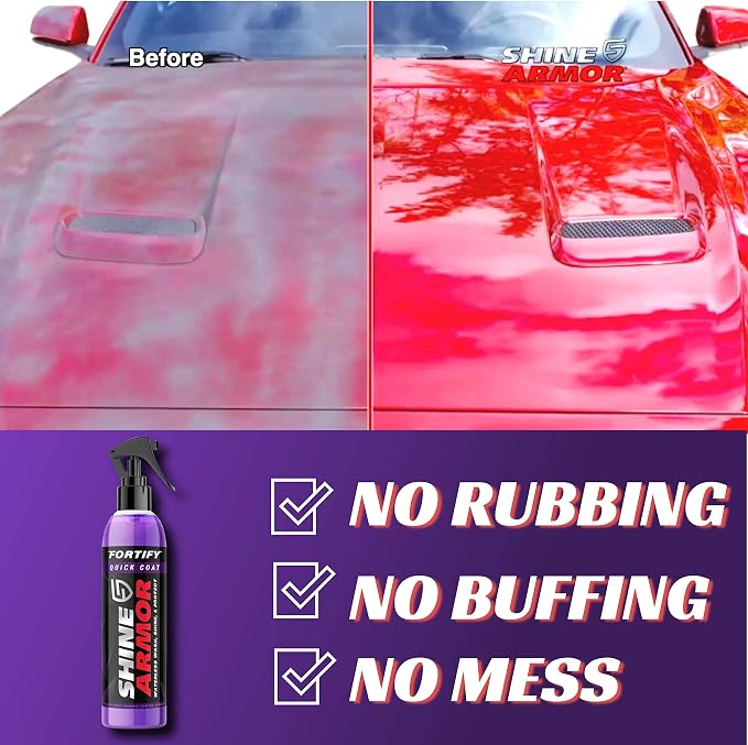 SHINE ARMOR Fortify Quick Coat High Performance Ceramic Coating, Car Wax Spray, Hydrophobic Top Coat Polish and Polymer Paint Sealant Protection for Vehicle Leather Seat, Tires, Bumpers, Rims Made in