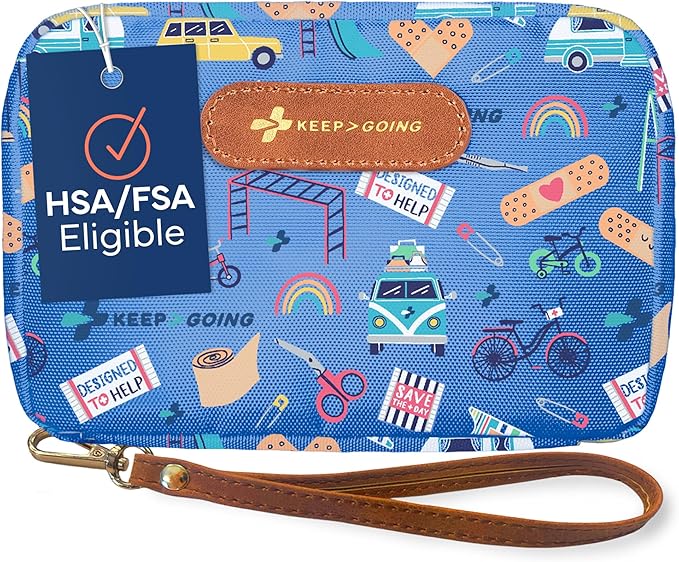 KeepGoing Travel First Aid Kit for Kids – 130 Pc. for Car, Home, Purse, Diaper Bag & Backpack with Latex-Free Bandages - Mini First Aid Kit Travel Size TSA-Approved