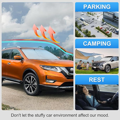 Windshield Sun Shade Sunshade for Nissan Rogue 2014-2020 | Custom Fit Windshield Cover, Blocks UV Rays, Multi-Layer Heat Shield, Durable Frame, Easy Fold & Storage