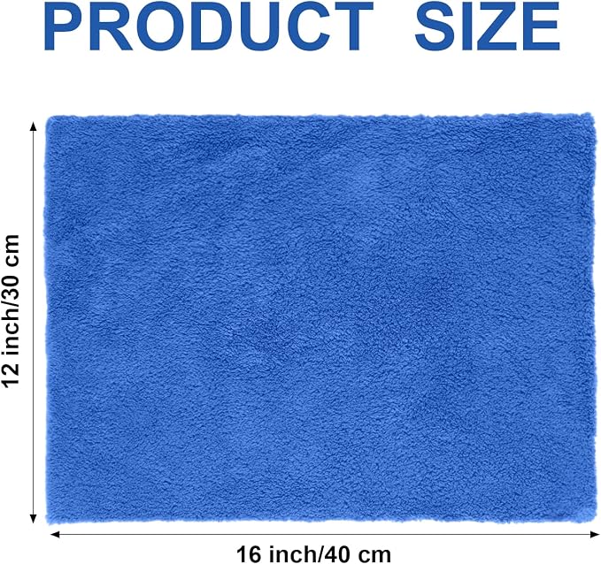 Shimeyao 30 Pcs 12 x 16 Inch Edgeless Microfiber Plush Towels for Cars Detailing Drying Wash Polishing Absorbent Cleaning Cloths, 500 GSM (Dark Blue)