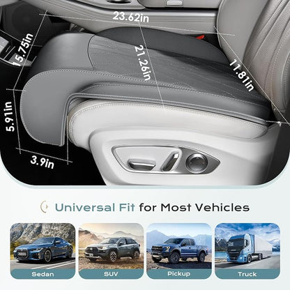Coverado Car Seat Leg Support Cushion, Leather Car Seat Extender, Universal Leg Extender Cushions for Long Driving, Waterproof Leg Extension Support Pad Car Seat Cushions for Most Cars (Update,Gray)