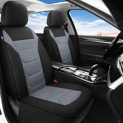 Pariiaotin 3D Air Mesh Car Seat Covers Front Sets Washable and Breathable Premium Cloth Automotive Vehicle Seat Covers for Cars Interior, Universal Fit for Most Cars, Sedan, Truck, SUV(Black/Gray)