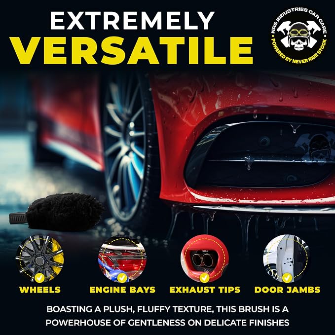Wheel & Tire Cleaning Brush | Heavy-Duty Bristles | Deep Clean Tires, Rims, Wheel Wells & Engine Bays | Safe on All Finishes | Non-Slip Ergonomic Grip | Scratch Free
