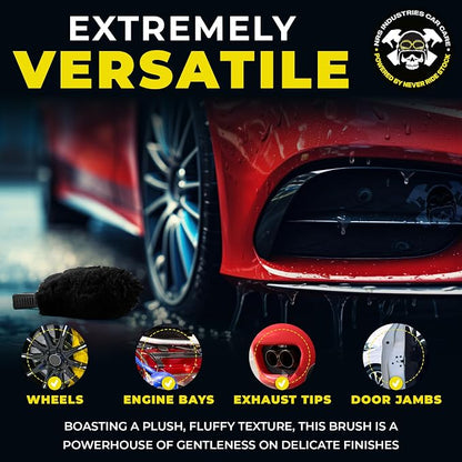 Wheel & Tire Cleaning Brush | Heavy-Duty Bristles | Deep Clean Tires, Rims, Wheel Wells & Engine Bays | Safe on All Finishes | Non-Slip Ergonomic Grip | Scratch Free
