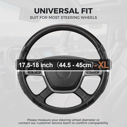 West Llama Semi Truck Steering Wheel Cover, Universal Fit 17.5-18 Inch Large Steering Wheels for RV, Big Rig, 18 Wheeler, Commercial Trucks and Buses (Extra Large Size-Black)