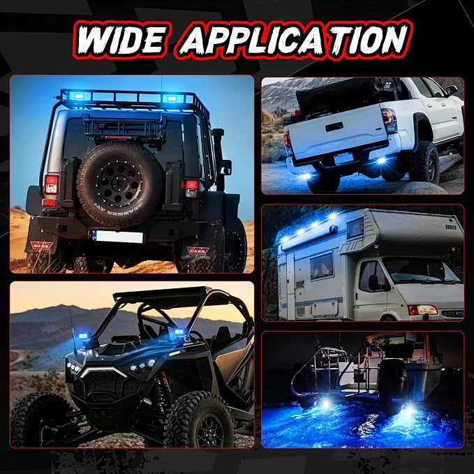 3 Inch LED Pod Lights Blue 2PCS Off Road Auxiliary Backup Cube Light Fog Driving Rear Light Bar Blue Hunting Fishing Emergency Safety Signal Work Lights for Truck RV UTV Pickup Boat