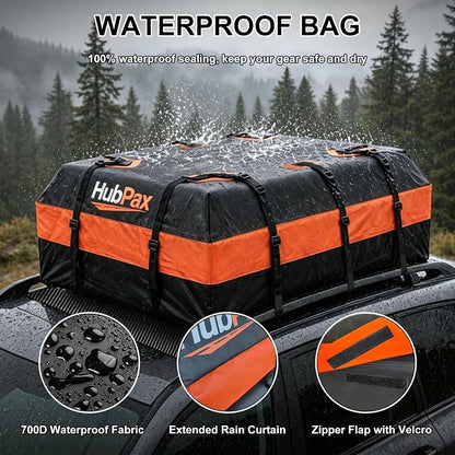 Car Rooftop Cargo Carrier Bag - 20 Cubic Feet Car Roof Top Bag Cargo Carrier for All Vehicle with/Without Rack, Includes Anti-Slip Mat, 8 Reinforced Straps, 6 Door Hooks, Luggage Lock