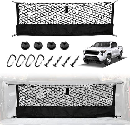 Amiss Truck Bed Cargo Net with Bottom Organizer, Compatible with Toyota Tacoma 2005-2025 2026, Portable Storage for Pickup Cargo and Heavy Duty Hook, Exterior Accessories for Car SUV Truck