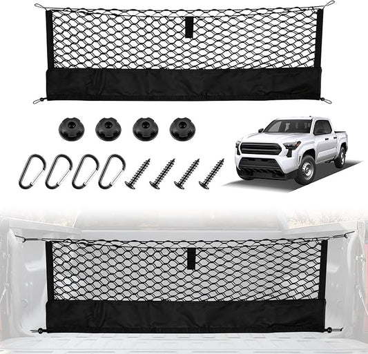 Amiss Truck Bed Cargo Net with Bottom Organizer, Compatible with Toyota Tacoma 2005-2025 2026, Portable Storage for Pickup Cargo and Heavy Duty Hook, Exterior Accessories for Car SUV Truck