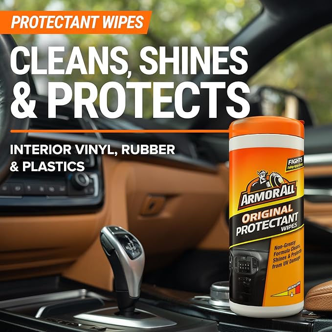 Armor All Interior Car Cleaning Wipes Kit, Disinfects, Protects, and Cleans Car Interiors, Includes Leather Care Wipes, Glass Wipes, Disinfectant Wipes, and Protectant Wipes, 4 Count