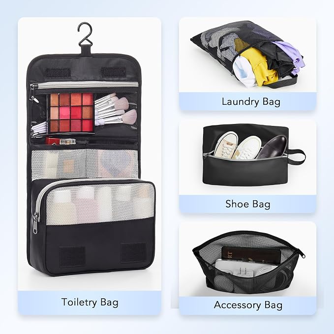 OlarHike 10 Set Compression Packing Cubes for Travel Essentials,Compressible Expandable Space Saver Bags for Organizing Clothes,Luggage Suitcase Garment Bags with Over 1000 pcs Mesh Holes(Black)