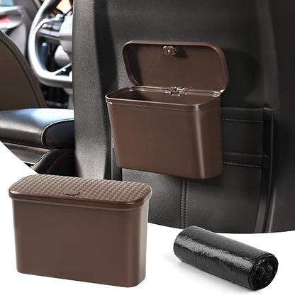 Car Trash Can, Waterproof Multi Functional Auto Trash Bin for Door/Console/Seat Back,Leak-Proof Trash Can for Car, Truck, SUV - Essential Car Accessories for Organization (brown2)
