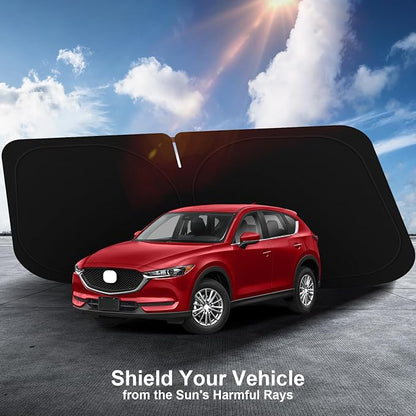 Car Windshield Sun Shade Compatible with 2017-2023 2024 2025 2026 Mazda CX-5 CX5 Accessories Sport, Touring, Grand Touring, 4 Door Crossover Foldable Sunshade Custom Windshield Sun Visor
