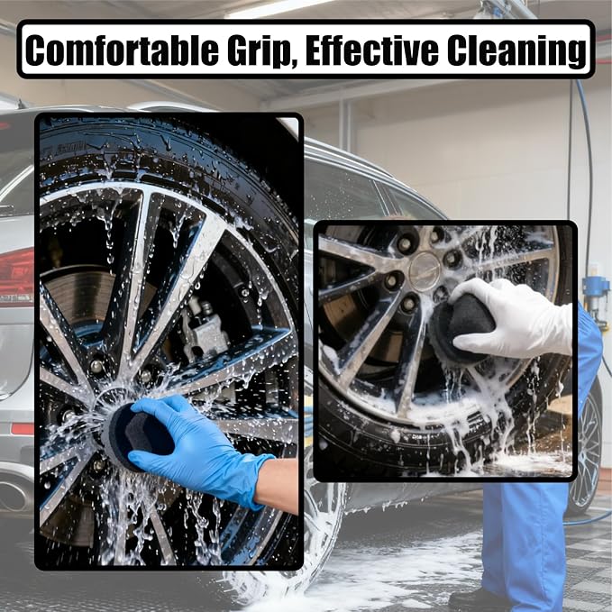 Tire Dressing Applicator, Car Auto Polishing Pad Combined, Hex-Grip Tire Shine Applicator Pad Reusable Sponge Pad with Dense Foam for Car Tire Shine & Wheel Detailing