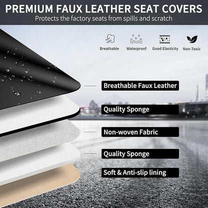 Car Seat Covers Full Set, Leather Seat Cover for Cars, 5 Seats Waterproof Automotive Seat Covers Fit Toyota Rav4 Camry Corolla Cruze CRV Accord, Black
