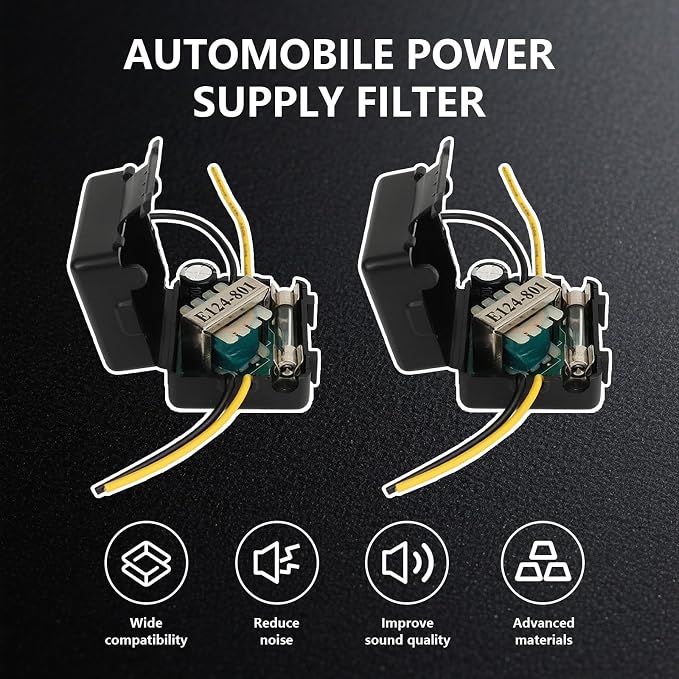 2Pcs Car Stereo Noise Filter, 12V Car Power Filter, 3.93in Amplifier Noise Filters, ABS Cars Radio Power Filters for Cars Stereos Receivers, Equalizers, Amplifier, Speaker