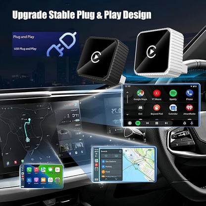 2026 Wireless CarPlay & Android Auto Adapter for iPhone & Android, 2-in-1 Mini Metal Dongle, Plug & Play Auto-Connect, Zero Latency Wireless Car Adapter for OEM Wired Radios (Black)