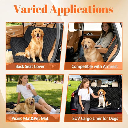 JSTHT Dog Seat Cover, 100% Waterproof Bench Seat Cover Protector Scratch Proof Nonslip Durable Soft Pet Back Seat Covers for Cars Trucks & SUV