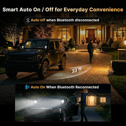 LED Pod Lights 42W Flood Beam, Smart App Controlled Off Road Driving Lights Supports CarPlay/Android Auto, IP67 Waterproof 6000K White Lamps for Trucks, ATV, UTV, SUV, Boat (2 Pack)