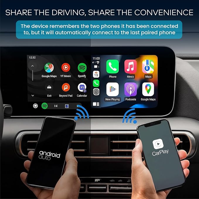 Wireless CarPlay & Android Auto Adapter – 2026 Circle Edition | Converts Wired to Wireless, Plug & Play Dongle, Fast Auto-Connect for iPhone iOS 10+ & Android 11+