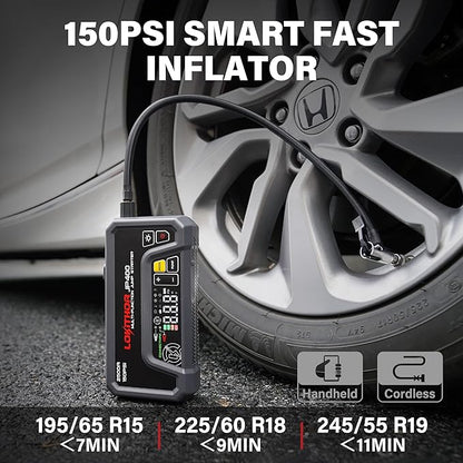 LOKITHOR JP400 Jump Starter with Air Compressor, 2500A 12V Car Battery Jumper Starter Portable (8.5L Gas/6.5L Diesel) Jump Box for Car Battery with ConnectMax, 150PSI Tire Inflator, Jumper Cables