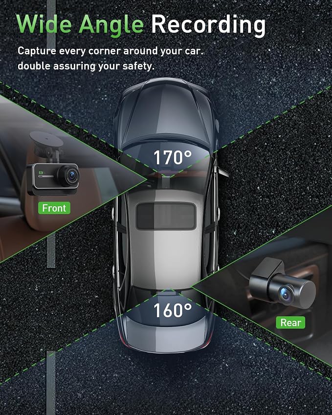GMAIPOP True 4K Dash Cam Front and Rear with 64GB Card, Wireless WiFi APP Dual Car Camera, Smart Dashcam with AI Night Vision, 24HR Parking Monitor for SUV Truck (Silver)