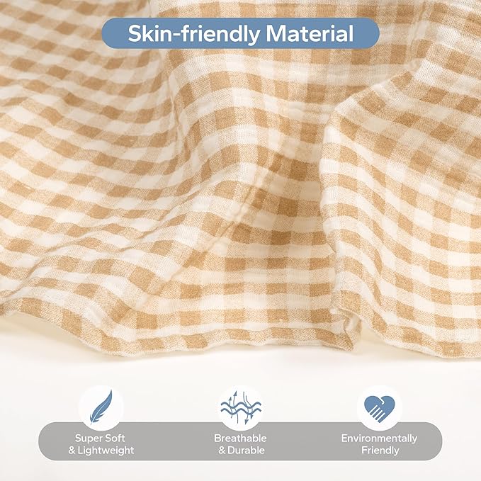 SERAPHY 100% Muslin Cotton Car Seat Covers for Babies, Universal Baby Car Seat Cover, Breathable Muslin Carseat Cover Canopies for Boys and Girls, Soft Infant Car Seat Cover for Summer — Beige
