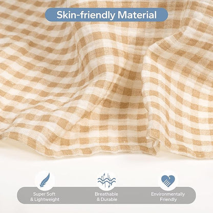 SERAPHY 100% Muslin Cotton Car Seat Covers for Babies, Universal Baby Car Seat Cover, Breathable Muslin Carseat Cover Canopies for Boys and Girls, Soft Infant Car Seat Cover for Summer — Beige