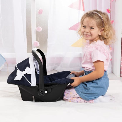 Bayer Design Classic Blue Reborn Car Seat for 46 cm Dolls, Pram Compatible