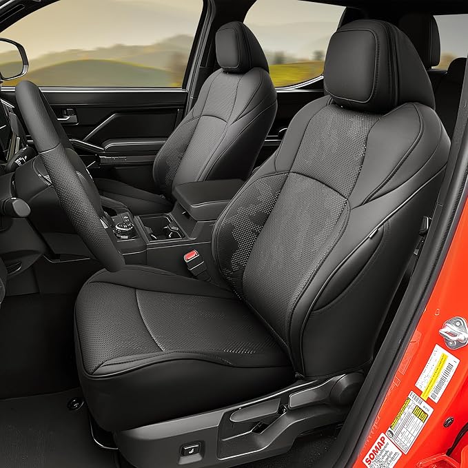 DiffCar® Seat Covers for Toyota Tacoma 2026 2025 2024 Double Cab(Gas Only), Front Seat & Console Covers Only, Faux Nappa Leather Custom Fit Car Protectors Accessories for Tacoma 4th Gen, Black Camo