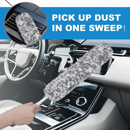 12" Microfiber Car Duster – Soft Interior Detail Brush for Dash, Seats, Vents & Console – Scratch‑Free, Washable Dust Remover for Car Interior Detailing