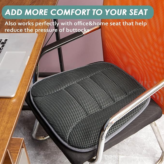 AEROiVi Car Seat Cushion for Driving, Breathable 3D Air Mesh, Non-Slip Bottom, Comfort Car Seat Protector, Car Seat Pad Also Works with Truck and Office Chair Home