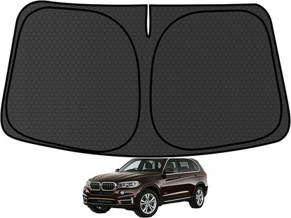 X5 Customized Windshield Sun Shade for 2014 2015 2016 2017 2018 X5 (Fit for M Sport | xLine) Front Window Sunshade Visor Protector Foldable Blocks UV Rays Keep Car Cooler Accessories