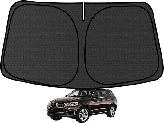 X5 Customized Windshield Sun Shade for 2014 2015 2016 2017 2018 X5 (Fit for M Sport | xLine) Front Window Sunshade Visor Protector Foldable Blocks UV Rays Keep Car Cooler Accessories
