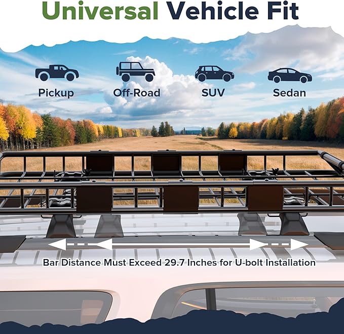 ARKSEN 54" x 39" x 5" Roof Rack Cargo Basket with Extension, Heavy Duty Steel Rooftop Carrier with Waterproof Bag, Net&Tie Down Straps, 150 lbs Capacity, Universal Fit for SUV, Truck, RV, Pickup