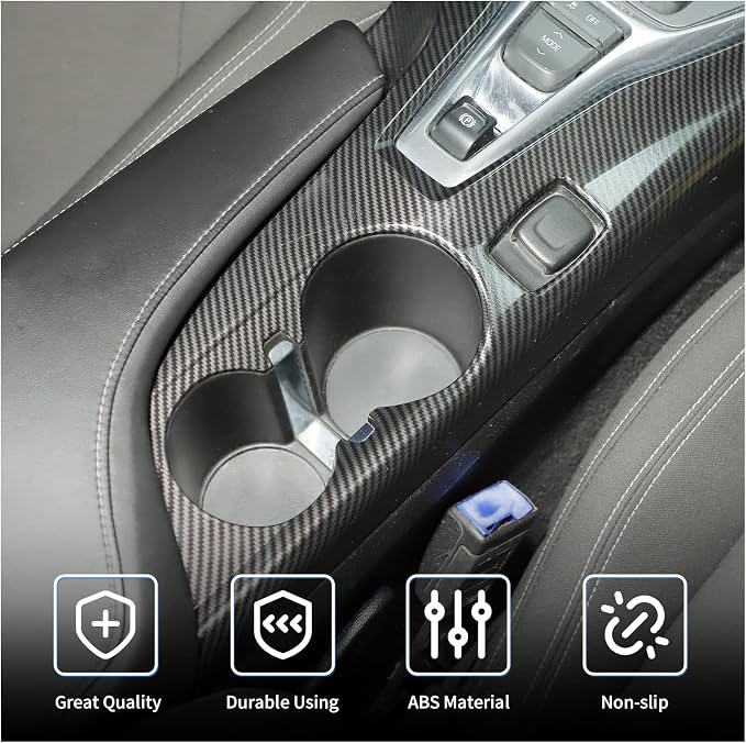 RT-TCZ Carbon Fiber Center Console Gear Shift Panel Trim Cover Cup Holder Frame Interior Decoration Kit Accessories for Chevrolet Camaro 2016-2022