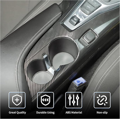 RT-TCZ Carbon Fiber Center Console Gear Shift Panel Trim Cover Cup Holder Frame Interior Decoration Kit Accessories for Chevrolet Camaro 2016-2022