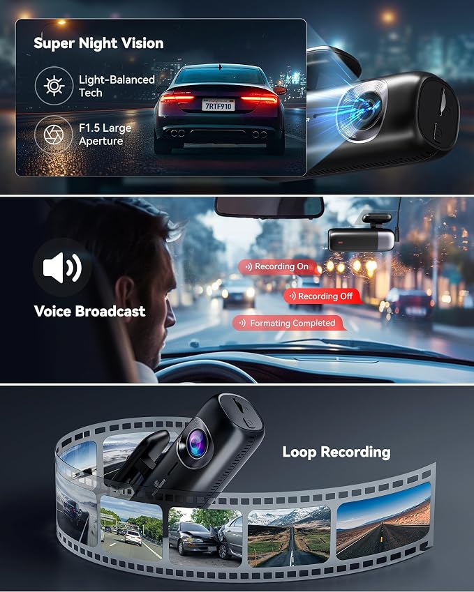 REDTIGER F9 Dash Cam 4K Front and Rear 1080P, 5.8GHz WiFi GPS Car Camera with APP Control, Dual Dash Camera for Cars, Loop Recording, WDR Night Vision, Parking Mode(SD Card Not Included)