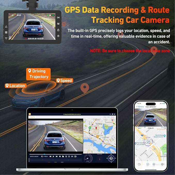 4K Dash Cam Front with AI(ADAS), Dash Camera for Cars Built-in 5.8G WiFi GPS, 3.2" IPS Screen Dash Cam with 24H Parking Monitor, G-Sensor,Night Vision,Loop Recording