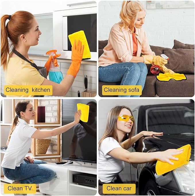 Tallew 40 Pcs Yellow Microfiber Towels: 16"x16" Microfiber Drying Towels Bulk Micro Fiber Car Cleaning Cloth for Cars Drying Washing Polishing Cleaning Household Supplies